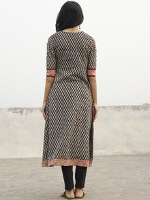 Black Red Beige Hand Block Printed Angrakha Style Kurta - K30F001