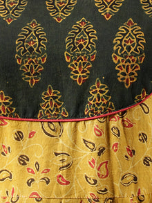 Mustard Green Red Black Ajrakh Hand Block Printed Kurta in Natural Colors - K109F1650