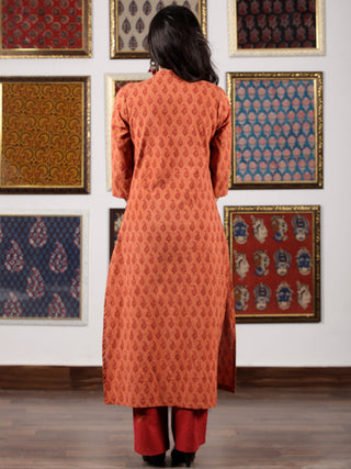 Dark Peach Ivory Maroon Bagh Printed Kurta in Natural Colors - K110F1708