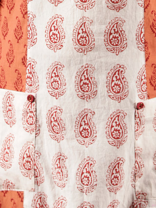 Dark Peach Ivory Maroon Bagh Printed Kurta in Natural Colors - K110F1708