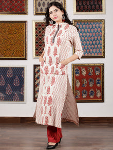 Ivory Maroon Black Bagh Printed Kurta in Natural Colors - K110F1703