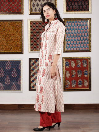 Ivory Maroon Black Bagh Printed Kurta in Natural Colors - K110F1703