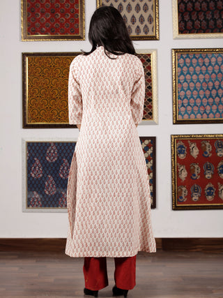 Ivory Maroon Black Bagh Printed Kurta in Natural Colors - K110F1703