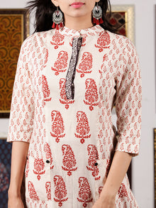 Ivory Maroon Black Bagh Printed Kurta in Natural Colors - K110F1703