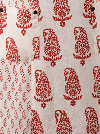Ivory Maroon Black Bagh Printed Kurta in Natural Colors - K110F1703