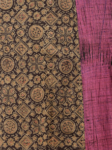 Purple Beige Black Ajrakh Hand Block Printed Kurta in Natural Colors - K112F1523