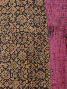 Purple Beige Black Ajrakh Hand Block Printed Kurta in Natural Colors - K112F1523
