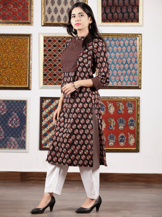 Black Maroon Ivory Ajrakh Hand Block Printed Kurta in Natural Colors - K116F1596