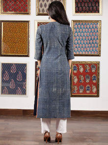 Indigo Ivory Red Ajrakh Hand Brushed & Hand Block Printed Kurta in Natural Colors - K117F1510