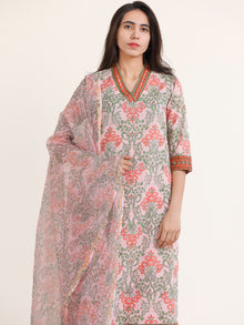 Jashn Mohak Set Of Kurta Pants Kota Doria Dupatta