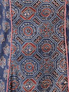 Indigo Maroon Ivory Ajrakh Hand Block Printed Kurta in Natural Colors - K119F1595