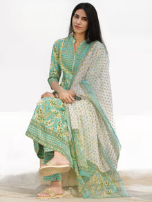 Nayab Abeeha - Set of Anarkali Kurta Pants & Dupatta - KS13H2541D