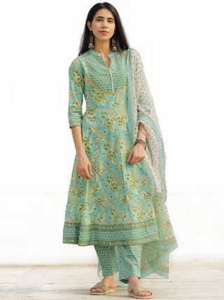 Nayab Abeeha - Set of Anarkali Kurta Pants & Dupatta - KS13H2541D