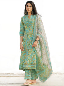 Nayab Abeeha - Set of Anarkali Kurta Pants & Dupatta - KS13H2541D