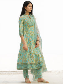 Nayab Abeeha - Set of Anarkali Kurta Pants & Dupatta - KS13H2541D