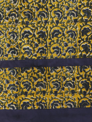 Mustard Yellow Indigo Green Ivory Long Hand Block Cotton Dress With Back Details  - D137F994