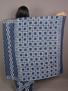 Indigo Ivory Hand Block Printed in Natural Colors Cotton Mul Saree - S031701146