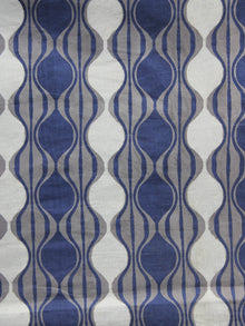 Grey Blue White Hand Block Printed Cotton Fabric Per Meter - F001F871
