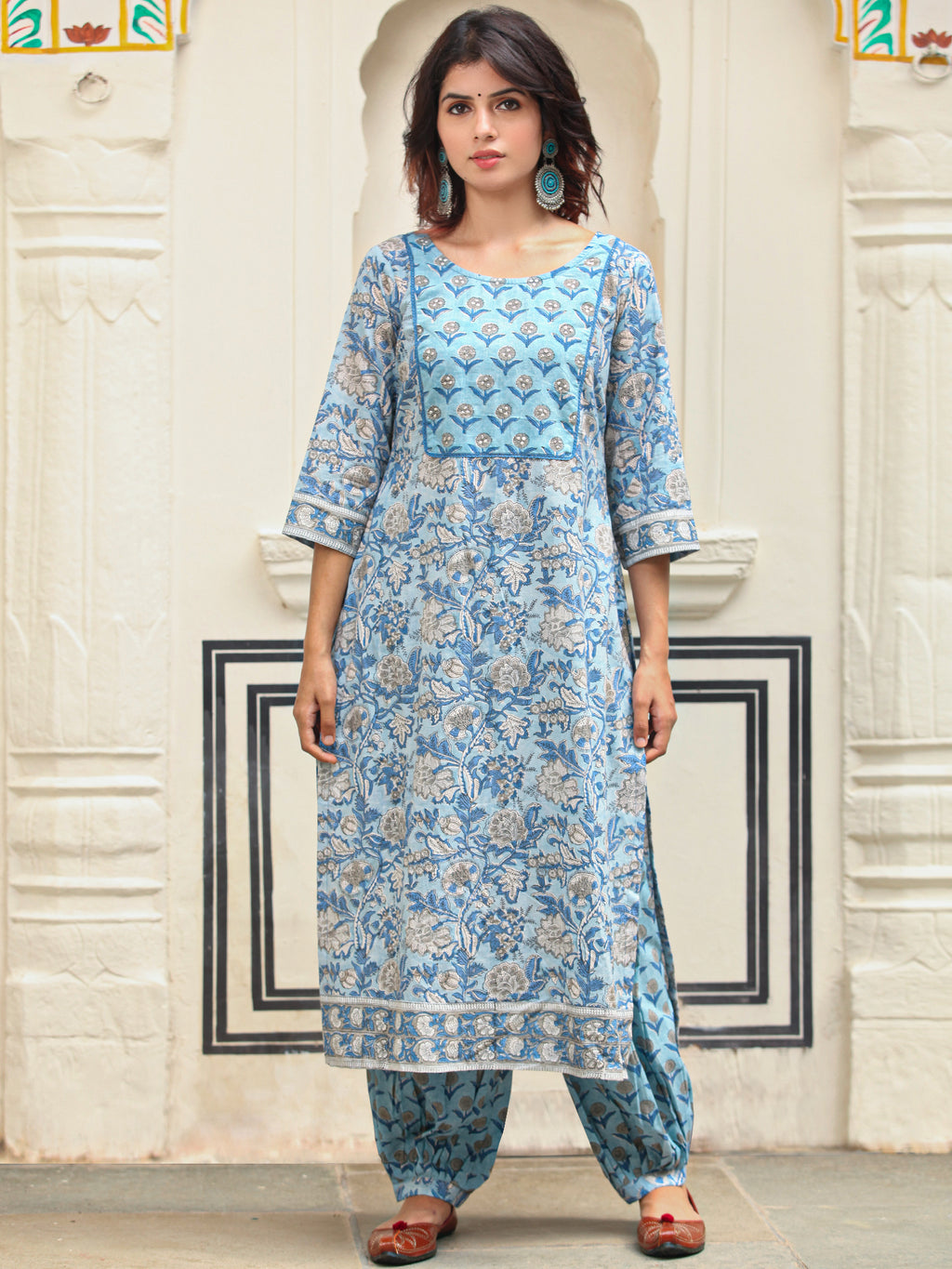 Woven Dobby Design Mirror Embroidered Kurta with Salwar Pants & Dupatt –  FASHOR