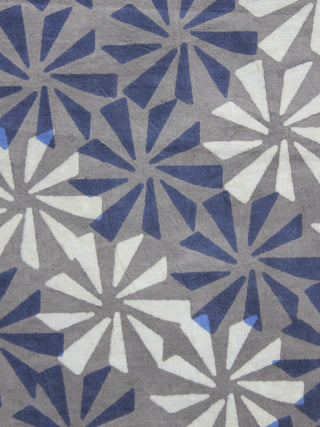 Kashish Ivory Indigo Hand Block Printed Cotton Fabric Per Meter - F001F880