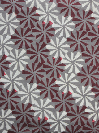 Kashish Ivory Maroon Hand Block Printed Cotton Fabric Per Meter - F001F881