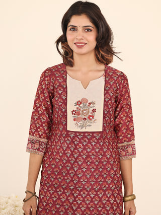 Jashn Lahma Set Of Kurta Pants Chanderi Dupatta