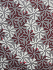Kashish Ivory Maroon Hand Block Printed Cotton Fabric Per Meter - F001F881