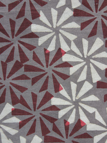Kashish Ivory Maroon Hand Block Printed Cotton Fabric Per Meter - F001F881