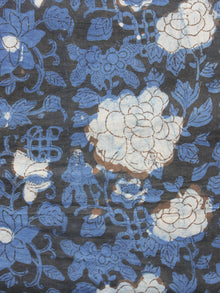 Indigo Ivory Black Hand Block Printed Cotton Fabric Per Meter - F001F882