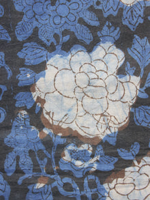 Indigo Ivory Black Hand Block Printed Cotton Fabric Per Meter - F001F882