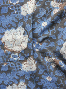 Indigo Ivory Black Hand Block Printed Cotton Fabric Per Meter - F001F882
