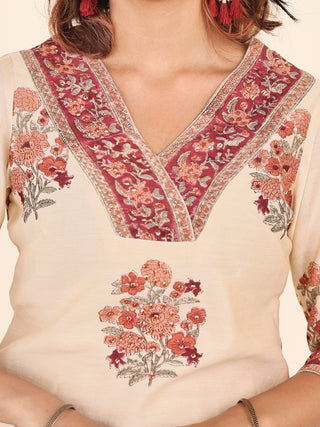 Jashn Pakiza Set Of Kurta Pants Chanderi Dupatta