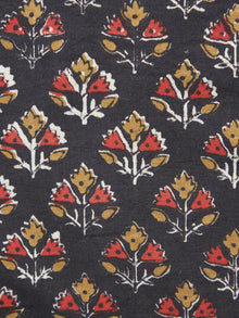 Black Mustard Red Hand Block Printed Cotton Fabric Per Meter - F001F884