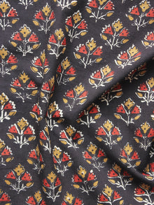 Black Mustard Red Hand Block Printed Cotton Fabric Per Meter - F001F884