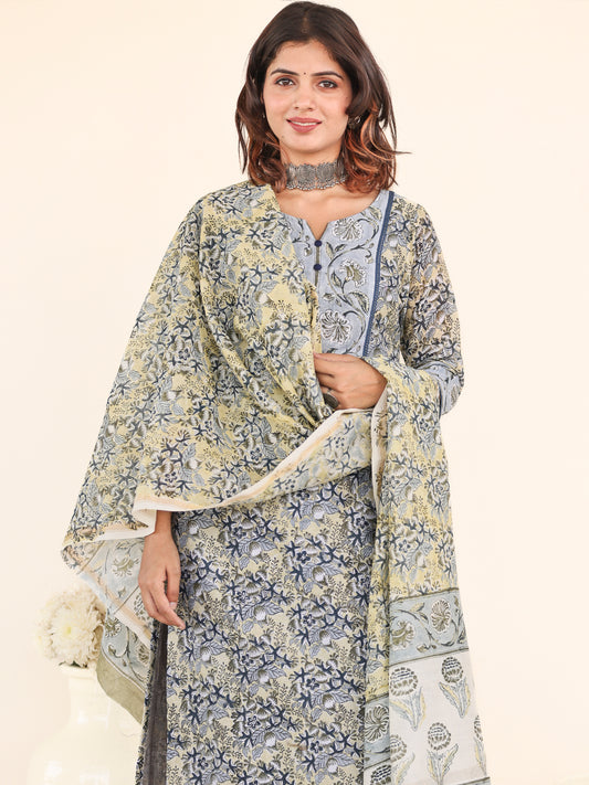 Utsav Tara Set Of Silk Kurta Pants Dupatta