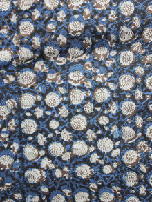 Indigo Black Ivory Kashish Hand Block Printed Cotton Fabric Per Meter - F001F886