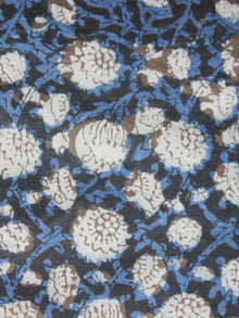 Indigo Black Ivory Kashish Hand Block Printed Cotton Fabric Per Meter - F001F886