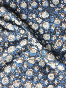 Indigo Black Ivory Kashish Hand Block Printed Cotton Fabric Per Meter - F001F886