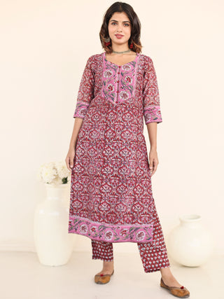 Utsav Kaamya Set Of Chanderi Silk Kurta Pants Dupatta