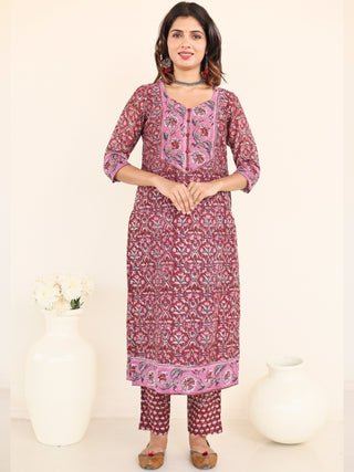 Utsav Kaamya Set Of Chanderi Silk Kurta Pants Dupatta
