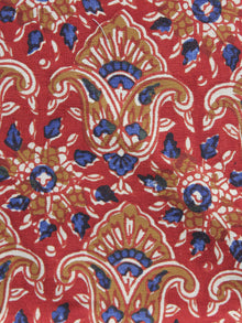 Red Brown Beige Indigo Hand Block Printed Cotton Fabric Per Meter - F001F888
