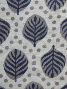 Kashish Ivory Indigo Hand Block Printed Cotton Fabric Per Meter - F001F872