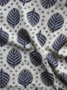 Kashish Ivory Indigo Hand Block Printed Cotton Fabric Per Meter - F001F872