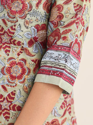 Utsav Zalak Set Of Chanderi Silk Kurta Pants Dupatta