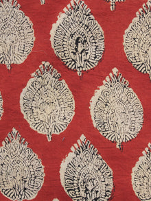 Red Beige Black Hand Block Printed Cotton Fabric Per Meter - F001F890