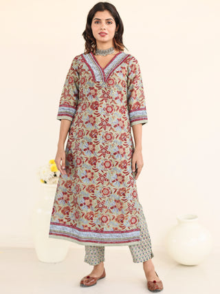 Utsav Zalak Set Of Chanderi Silk Kurta Pants Dupatta