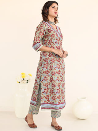 Utsav Zalak Set Of Chanderi Silk Kurta Pants Dupatta