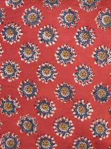 Red Blue Mustard Ivory Hand Block Printed Cotton Fabric Per Meter - F001F891