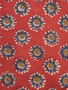 Red Blue Mustard Ivory Hand Block Printed Cotton Fabric Per Meter - F001F891