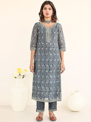 Utsav Wamika Set Of Silk Kurta Pants Dupatta